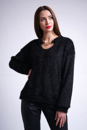 Sweter damski Holly z ozdobnym łańcuszkiem czarny