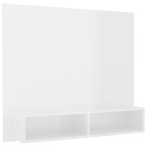 Wisząca szafka pod TV, biała, wysoki połysk, 102x23,5x90 cm
