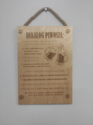 Prezent ręcznie wypalany w drewnie - dekalog piwosza