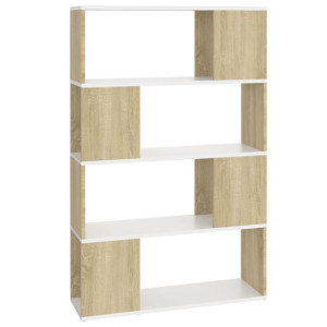 Regał na książki/przegroda, biel i dąb sonoma, 80x24x124,5 cm