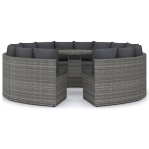 Lumarko 9-częściowa sofa do ogrodu, z poduszkami, polirattan, szara