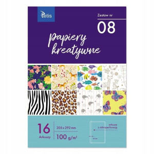Papier ozdobny prezentowy wycinanka 100g/m2 16 ark