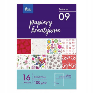 Papier ozdobny prezentowy wycinanka 100g/m2 16 ark