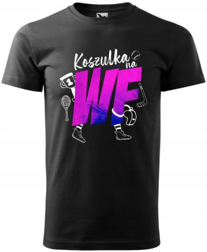 Koszulka z nadrukiem na WF sport czarna XL v8
