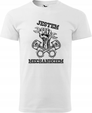 Koszulka dla Mechanika z nadrukiem biała r XL v6