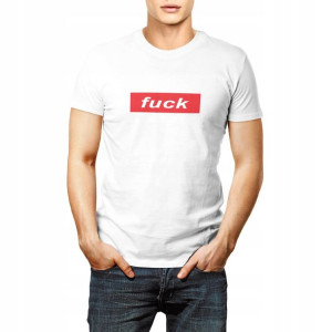 Koszulka Męska FUCK biała r. XL