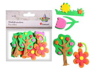 Naklejki piankowe drzewa i kwiaty 4x7,5cm 12szt