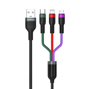 Kaku Kabel KSC-481 Yatu 3w1 USB na Typ C, micro USB, Lightning 3,2A 1,2 met
