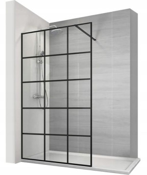Ścianka Prysznicowa Walk-In Czarna Krata Soleo 110