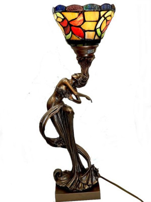 Lampa witrażowa w stylu secesyjnym , tancerka z szarfą grawer
