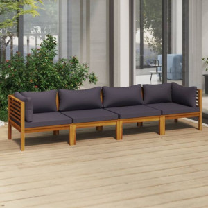 Lumarko 4-osobowa sofa ogrodowa z poduszkami, lite drewno akacjowe