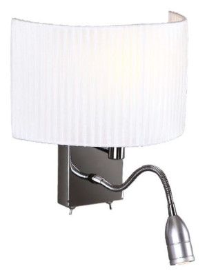 Kinkiet CONRAD Chrom  / Biały Abażur W0049 Maxlight