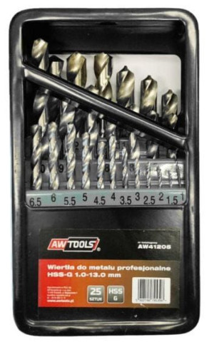Wiertła do metalu AW TOOLS AW41204 19szt 1,0-10mm