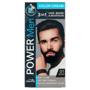 Joanna Power Men Color Cream 3in1 farba do włosów brody i wąsów 01 Black 30