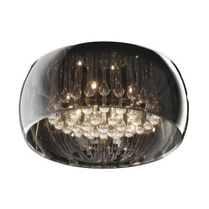 Lampa sufitowa glamour okrągła lustrzany klosz z wiszącymi sopelkami średni