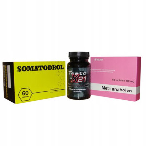 Mega Somatodrol + Teso-21 + Meta Anabolon mocny zestaw na masę i siłę