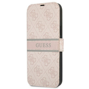 Etui Guess GUBKP13S4GDPI Apple iPhone 13 mini różowy/pink book 4G Stripe