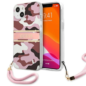 Etui Guess GUHCP13MKCABPI Apple iPhone 13 różowy/pink hardcase Camo Strap C