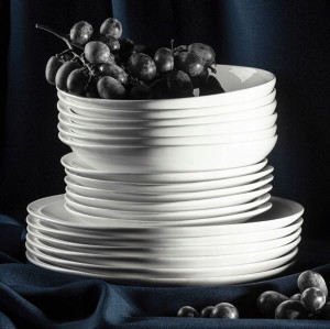 Serwis obiadowy komplet PORCELANA 6os 18el RESEDA Biały