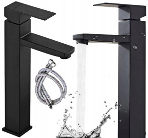 Bateria Umywalkowa Nablatowa Siena Wysoka Black
