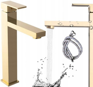 Bateria Umywalkowa Nablatowa Siena Wysoka Gold