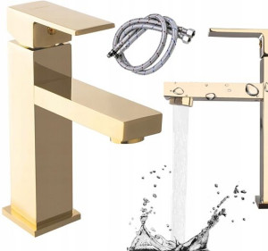 Bateria Umywalkowa Nablatowa Siena Niska Gold