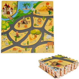 Mata piankowa dla dzieci puzzle safari 9el 93x93cm