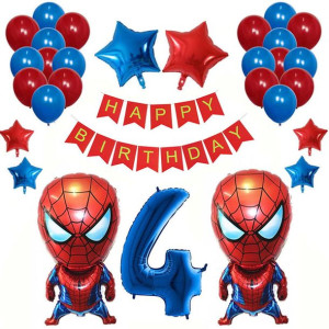 Zestaw Balony Na 4 Czwarte Urodziny Spiderman