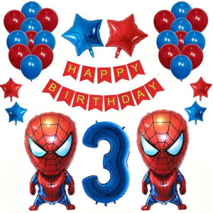 Zestaw Balony Na 3 Trzecie Urodziny Spiderman