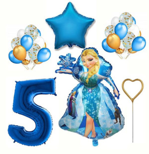 Zestaw Balony Na Piąte 5 Urodziny Frozen Kraina Lodu