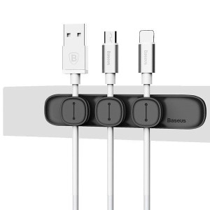 Baseus Cable Clip Magnetyczny uchwyt klips do kabli | czarny