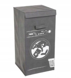 Kosz Na Pranie Z Klapą Szara Torba 60x30x30 54 L