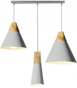 Lampa Wisząca Drewno Loft Industrial Scandi 3 Cp