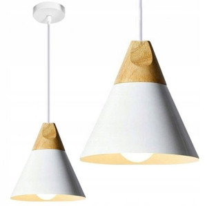 Lampa Wisząca Scand A Metal Drewno 25 cm Biała