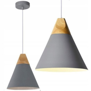 Lampa Wisząca Scand A Metal Drewno 25 cm Szara