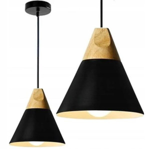Lampa Wisząca Scand A Metal Drewno 25 cm Czarna