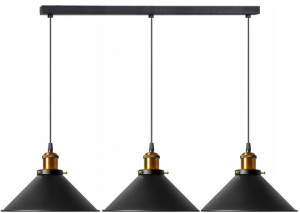 Lampa Sufitowa Wisząca Porto Industrial 3CP Czarny