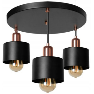 Lampa Wisząca Potrójna Czarna Plafon Cali Złota