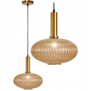 Lampa Sufitowa Wisząca Szklana Pomarańczowa+ Złoto