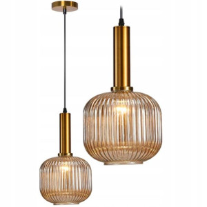 Lampa Wisząca Sufitowa Szklana Amber Brown Retro