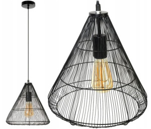 Lampa Wisząca Sufitowa Druciana Czarna Brylant