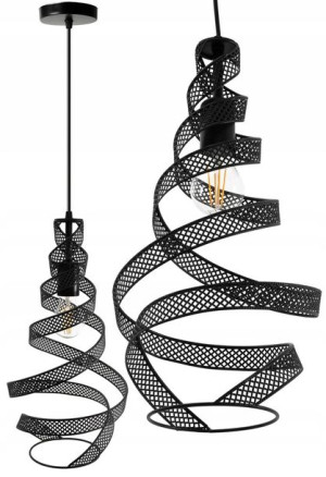 Lampa Spirala Wisząca Sufitowa Czarna Spirala