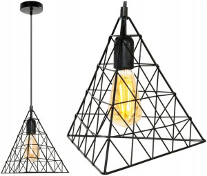 Lampa Sufitowa Wisząca W Stylu Loft Czarna Trójkąt