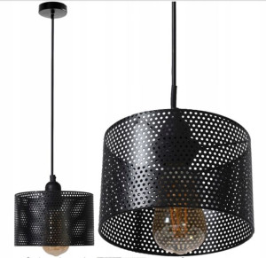 Czarna Lampa Wisząca Metalowa Ażurowa Okrągła E27