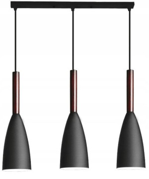 Lampa Wisząca Metal Drewno Loft Letiz LED Czarna