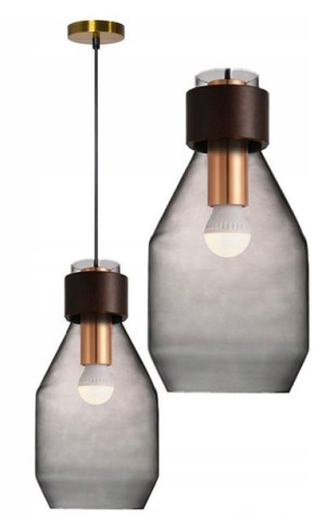 Lampa Sufitowa Wisząca Szklana Szara E27 Grey