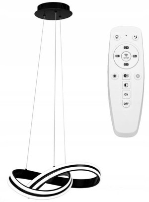 Lampa Sufitowa Wisząca Metal Ring Black Led +pilot