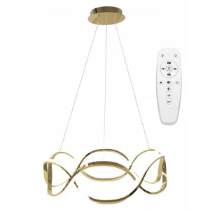 Lampa Sufitowa Wisząca Metal Ring Gold Led + Pilot