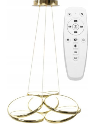 Lampa Sufitowa Wisząca Metal Ring Gold Led + Pilot