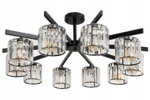 Lampa Wisząca Kryształowa Black Glamour 10xe27
